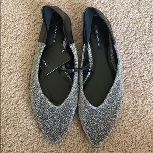 Zara Metallic Pointed Toe Flats